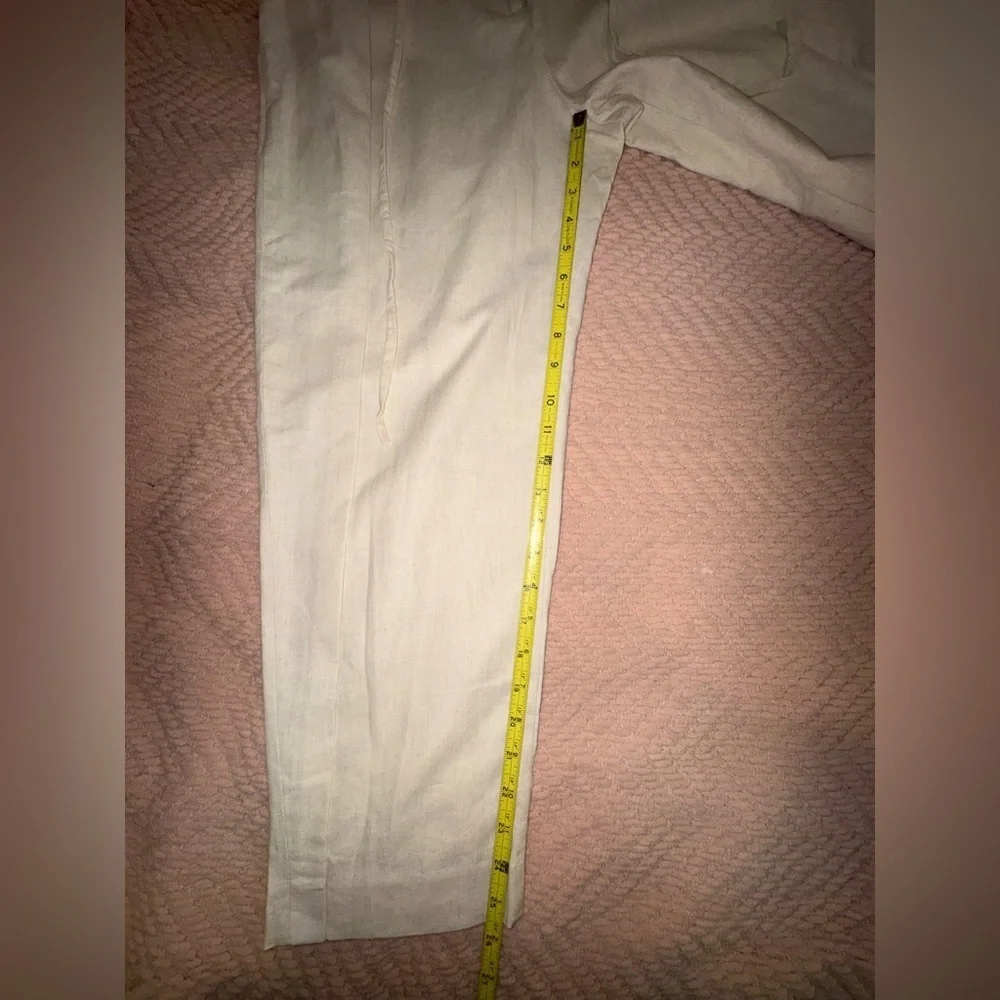 Zara Cotton Linen Blend Pleated Tie-Front Pants | Size Small | NWT